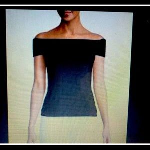 WHBM- Black off shoulder top fitted top - size M